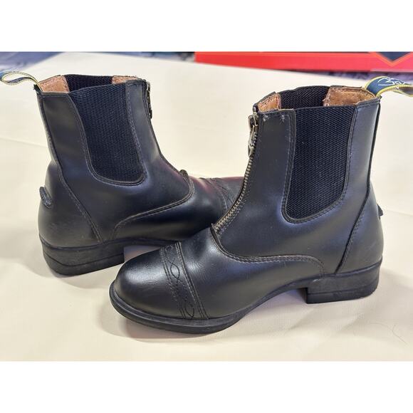 Moretta Clio Paddock Boots Kids Size 2 Leather Equestrian Riding Black Boots